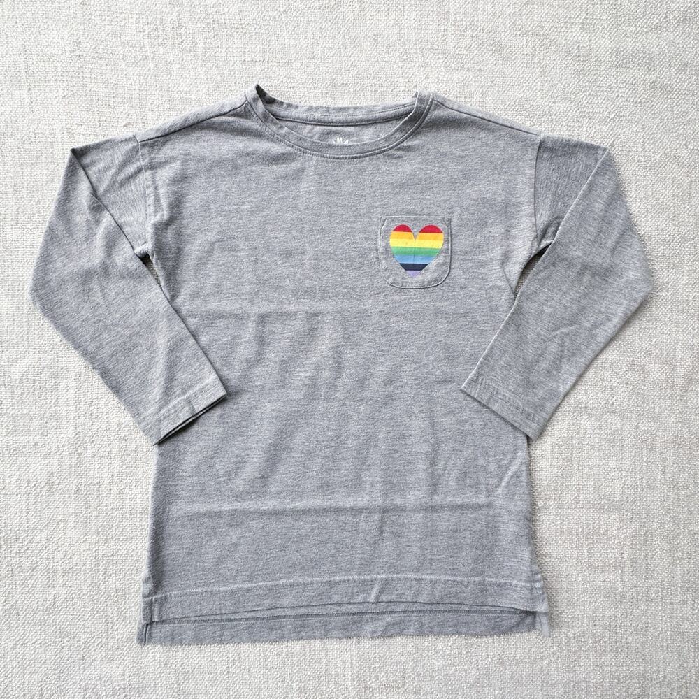 Primary Heather Gray Rainbow Heart Tunic Tee GUC 6/7